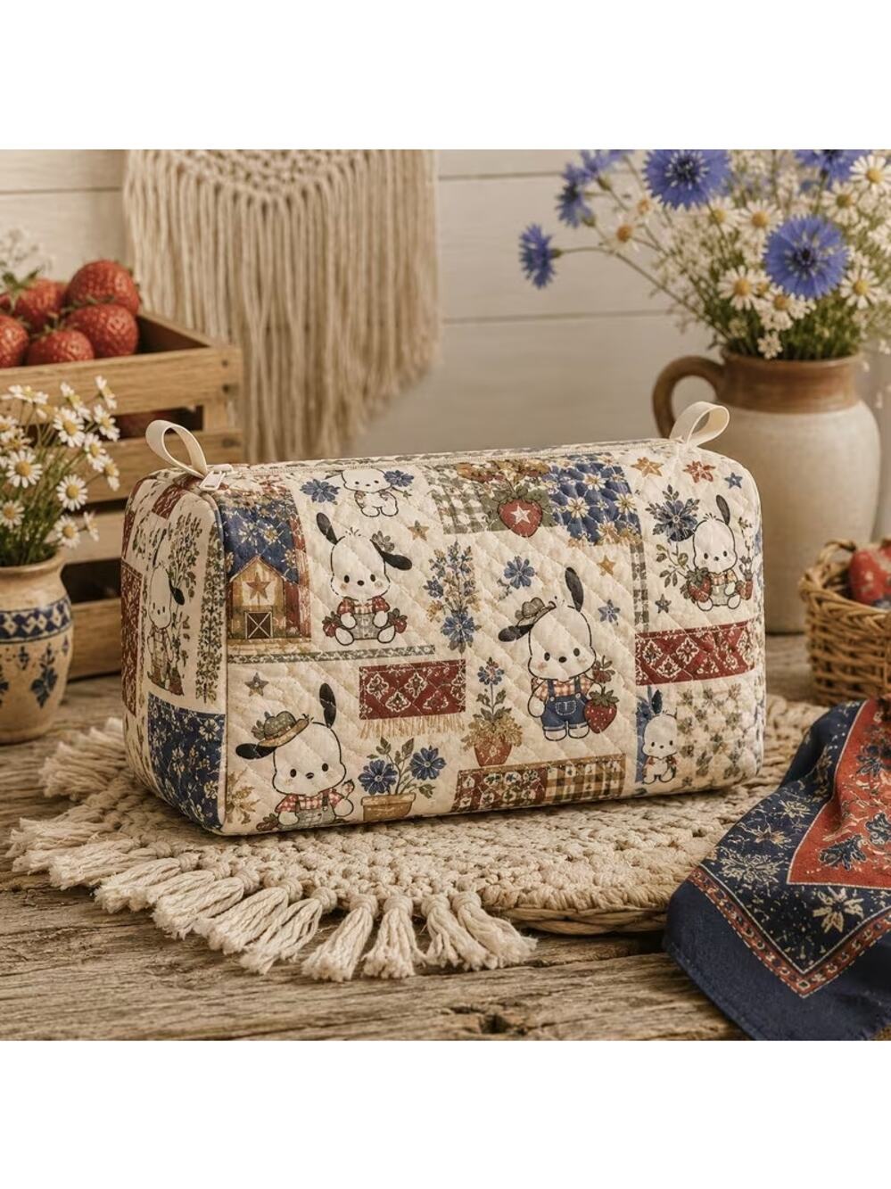 #6797 Quilted Cosmetic bag 10x5x5" , padded, Water Resistant Lining